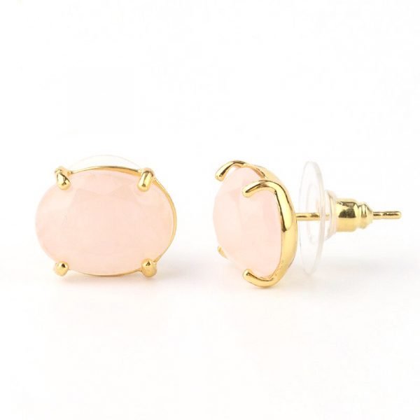 pink quartz oval earrings