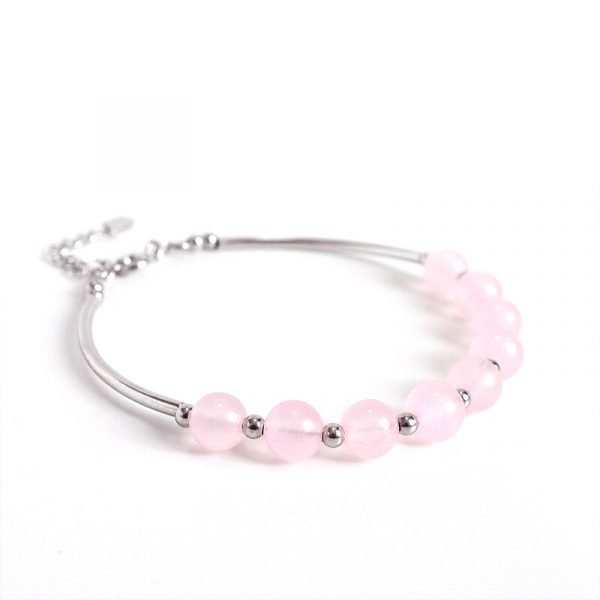 Pink Quartz Silver Bracelet