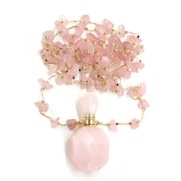 Pink Quartz Perfume Bottle Pendant