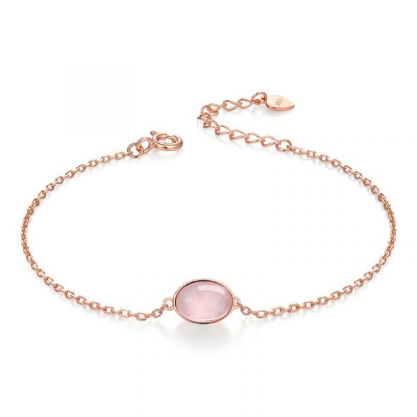 Natural Oval Pink Rose Quartz crystal Bracelet