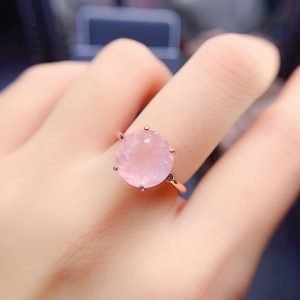Rose Quartz wedding promise Engagement Ring 12mm