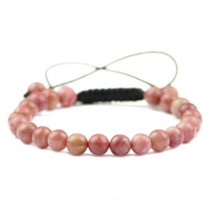 Rhodonite Crystal Beads Bracelet For Women Braided Rope