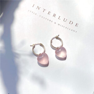 Heart Shape Rose Quartz Stud Earrings 925 Silver