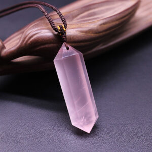 Six Prismatic Rose Quartz Necklace