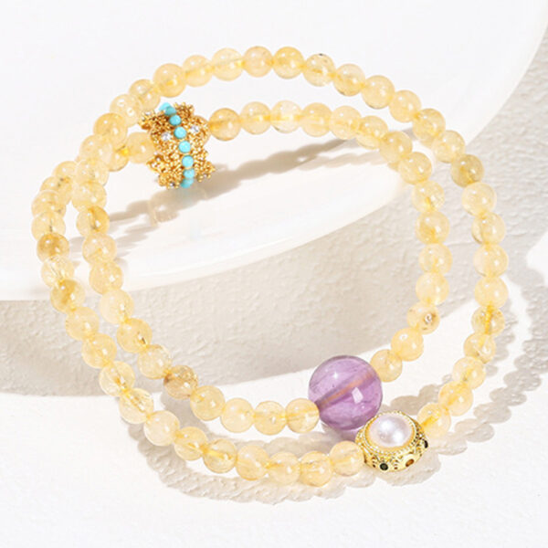 Natural Citrine Double Layers Bracelet - Image 3