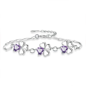 Clover Amethyst Silver Bracelet