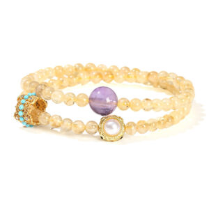 Natural Citrine Double Layers Bracelet